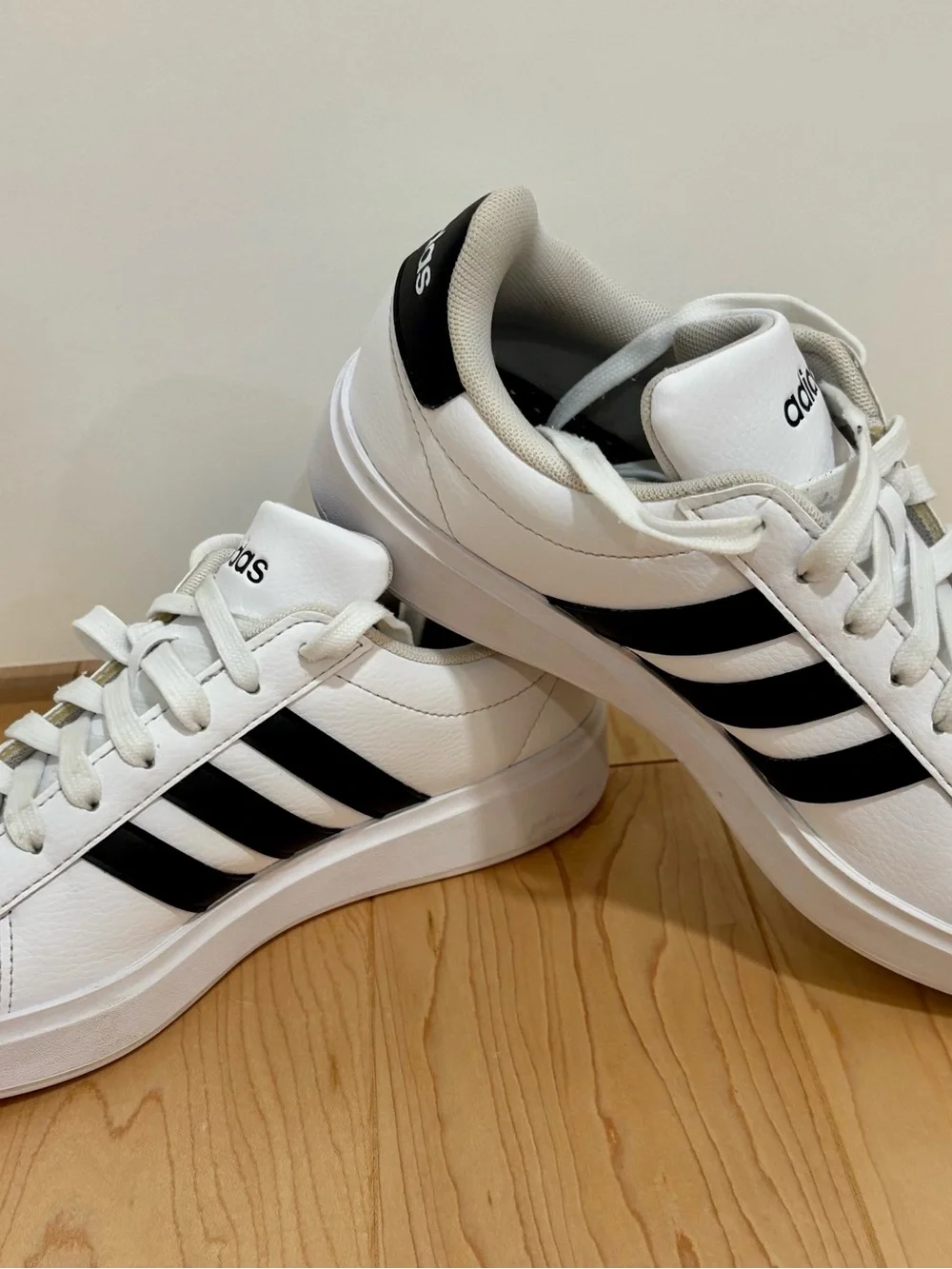 adidas White and Black Court-Inspired Men's Sneakers